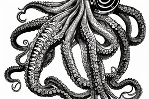 An octopus wearing an antique diving helmet tattoo idea