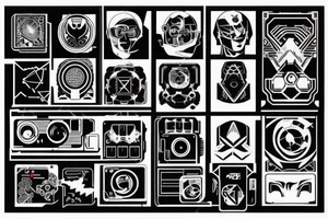 A pattern in the style of technology, cyberpunk tattoo idea