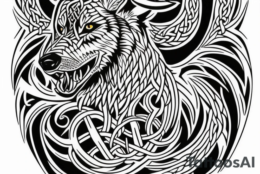 Celtic/nordic wolf over the shoulder tattoo idea