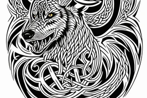 Celtic/nordic wolf over the shoulder tattoo idea