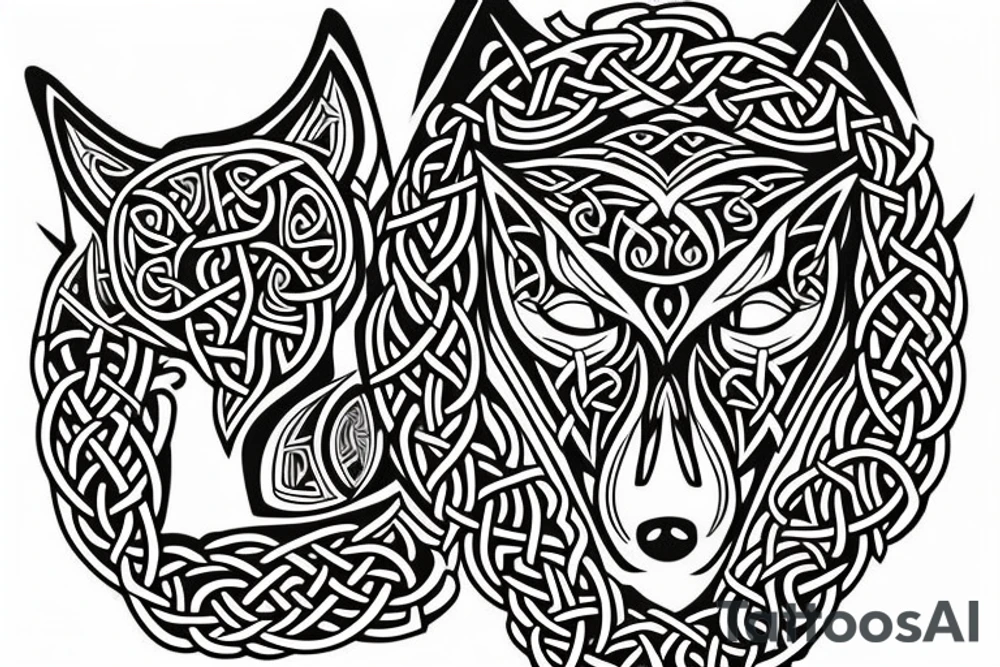 Celtic/nordic wolf over the shoulder tattoo idea