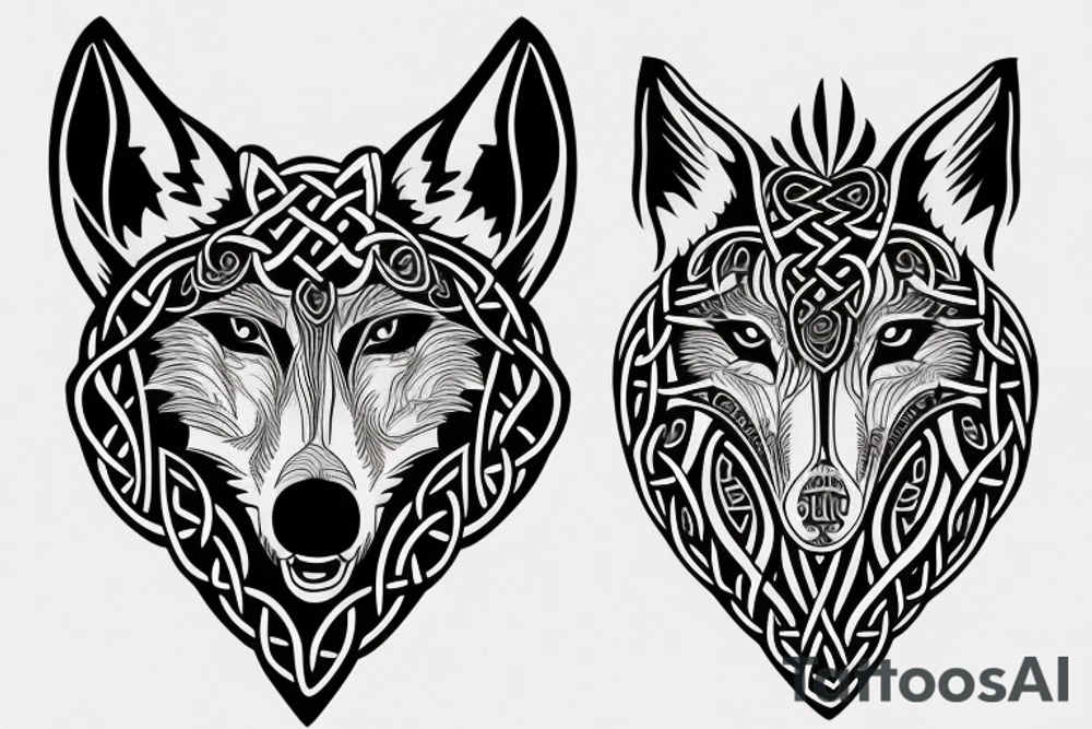 Celtic/nordic wolf over the shoulder chest tattoo idea