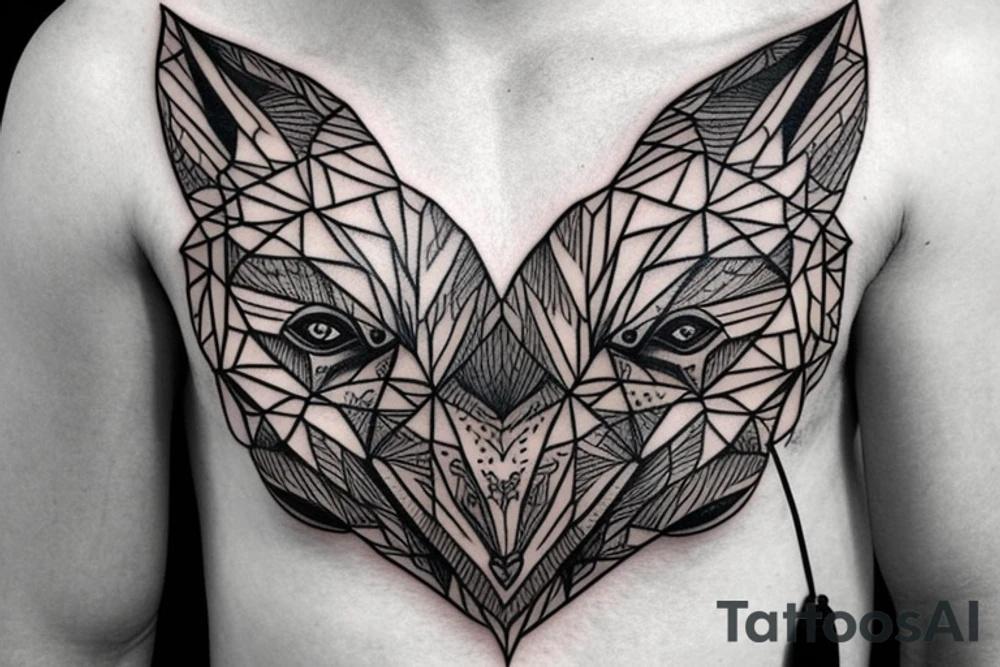 nordic wolf over the shoulder chest tattoo idea