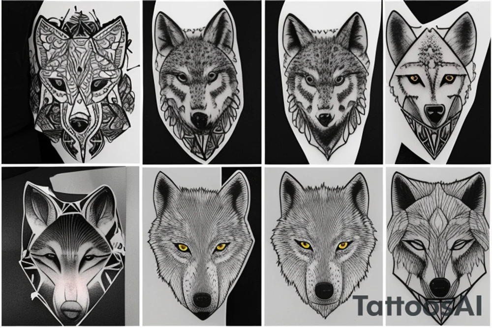 nordic wolf over the shoulder to 
chest tattoo idea