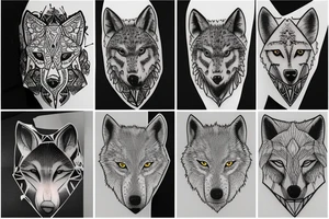 nordic wolf over the shoulder to 
chest tattoo idea