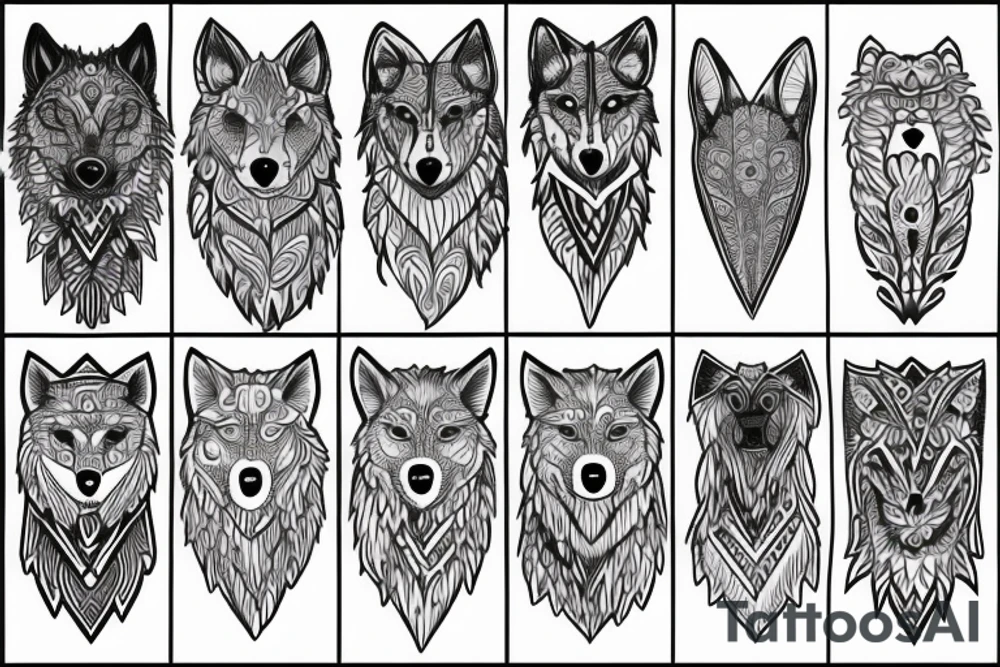 nordic wolf over the shoulder to 
chest tattoo idea
