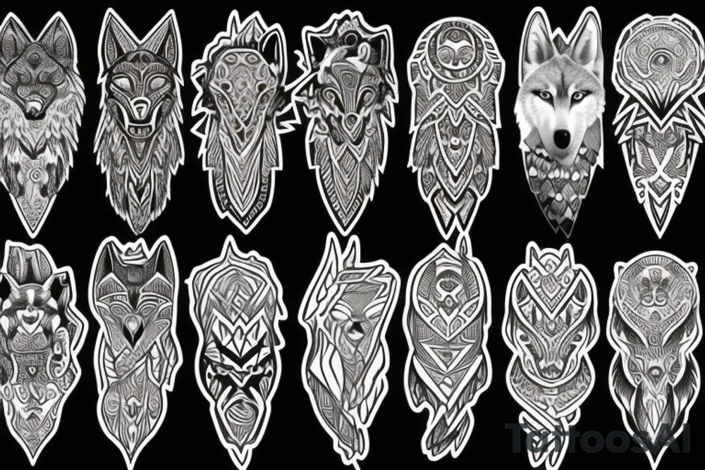 nordic wolf over the shoulder to 
chest tattoo idea