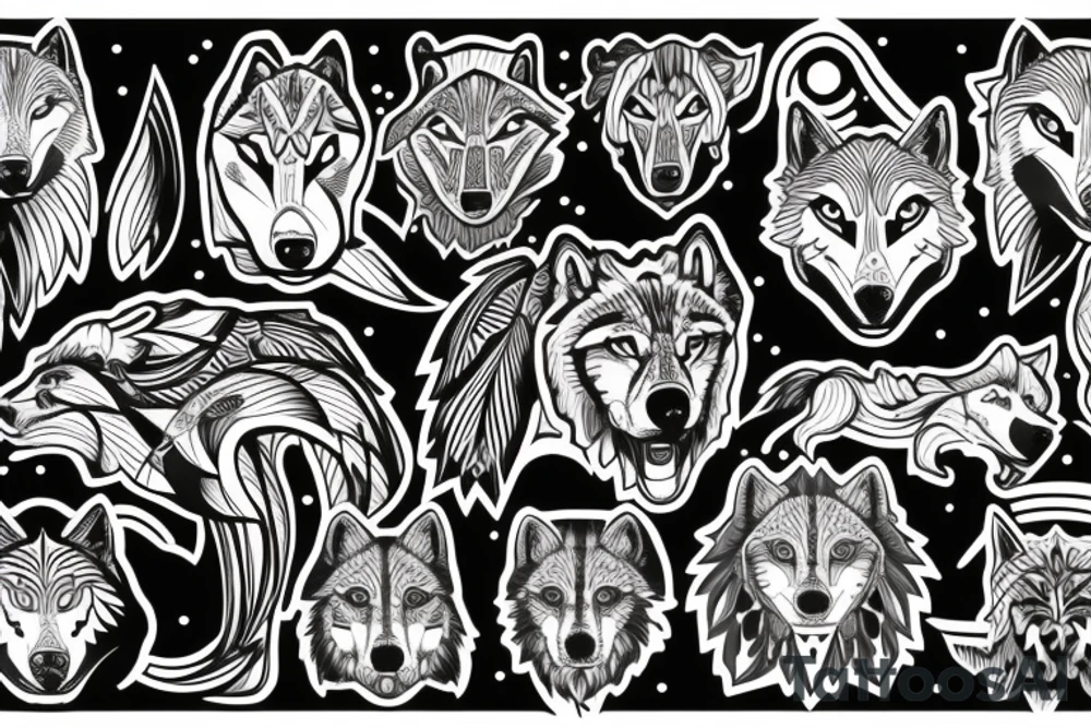 nordic wolf over the shoulder to 
chest tattoo idea