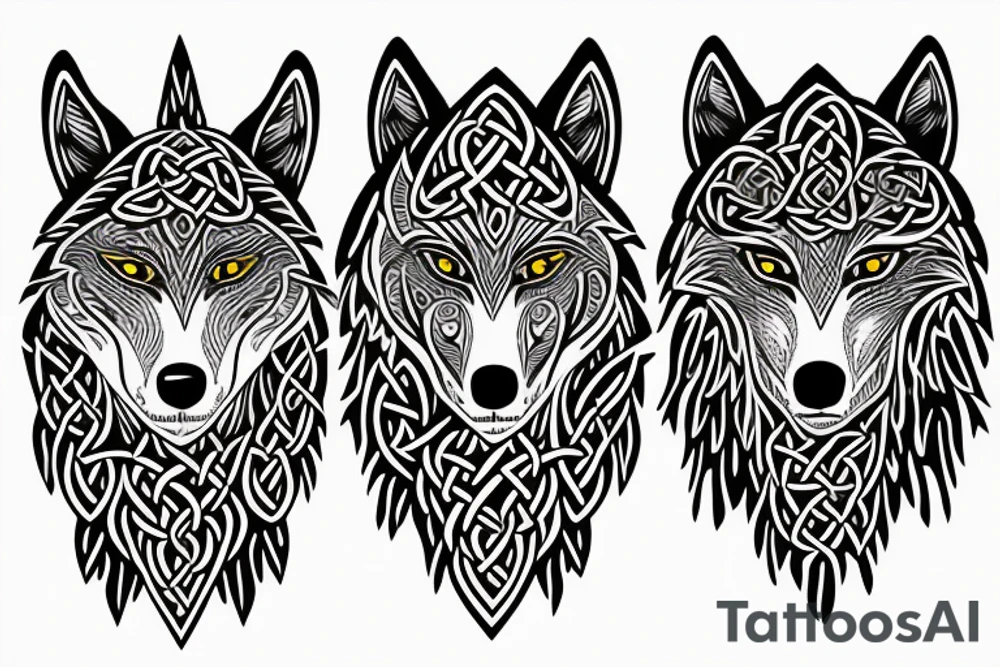 celtic wolf over the shoulder to 
chest tattoo idea