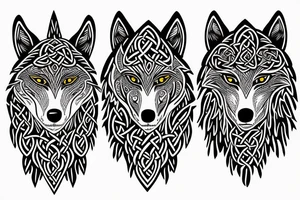 celtic wolf over the shoulder to 
chest tattoo idea