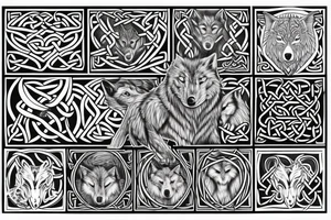 celtic wolf over the shoulder to 
chest tattoo idea