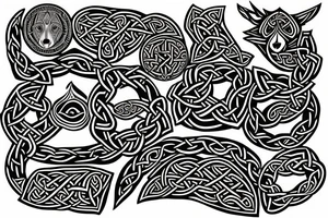 celtic/nordic wolf hybrid chest tattoo idea