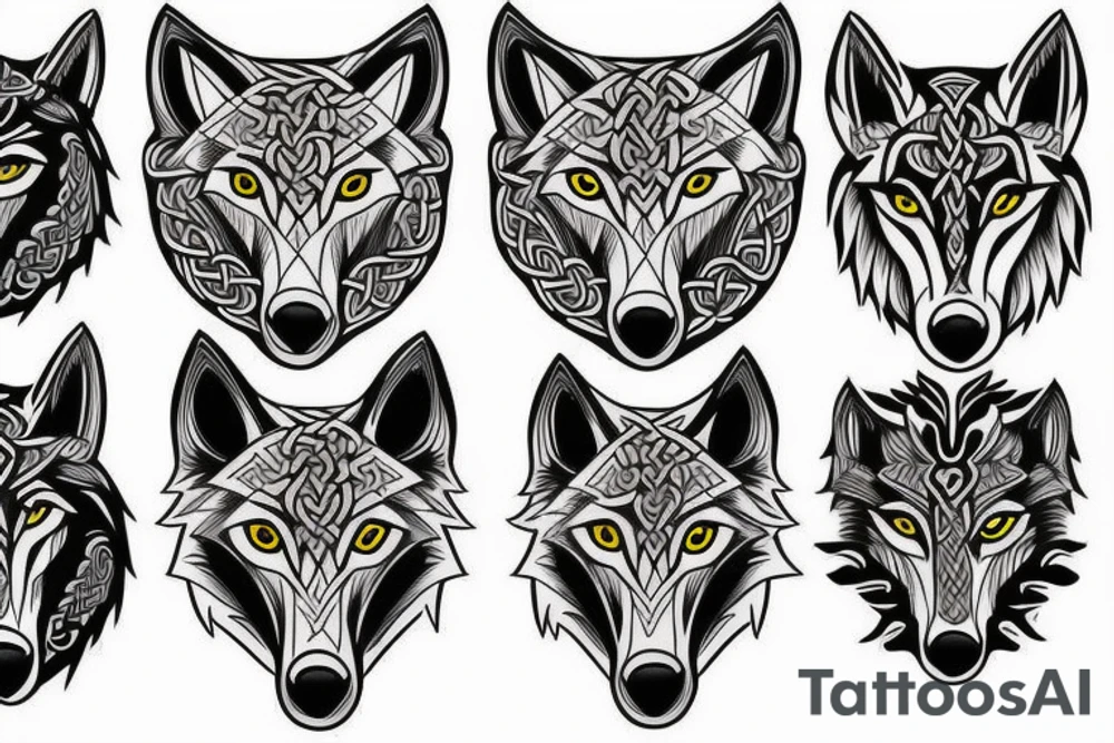 celtic/nordic wolf hybrid chest tattoo idea