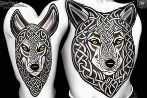 celtic/nordic aggressive wolf hybrid tattoo idea