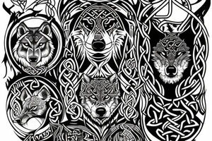 celtic/nordic aggressive wolf hybrid tattoo idea
