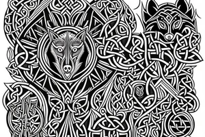celtic/nordic aggressive wolf hybrid starting from the back and coming over the shoulder to the chest tattoo idea