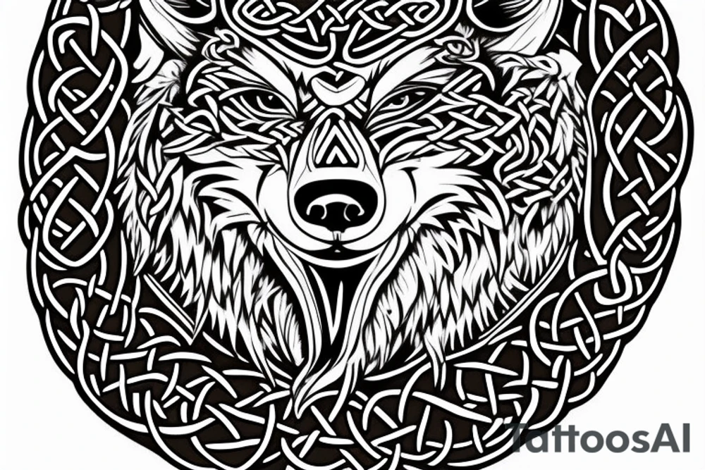 celtic/viking wolf hybrid starting from the back and coming over the shoulder to the chest tattoo idea