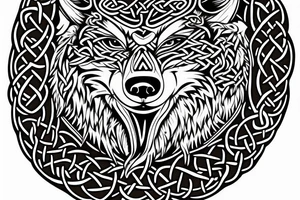 celtic/viking wolf hybrid starting from the back and coming over the shoulder to the chest tattoo idea