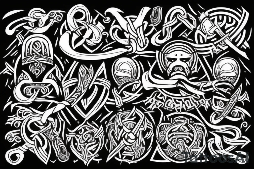 viking starting from the back and coming over the shoulder to the chest tattoo idea