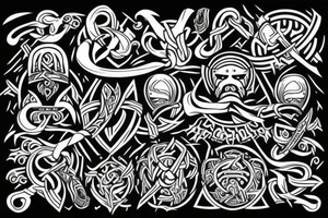 viking starting from the back and coming over the shoulder to the chest tattoo idea