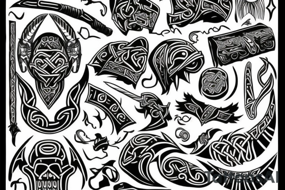 viking starting from the back and coming over the shoulder to the chest tattoo idea