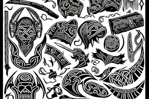 viking starting from the back and coming over the shoulder to the chest tattoo idea