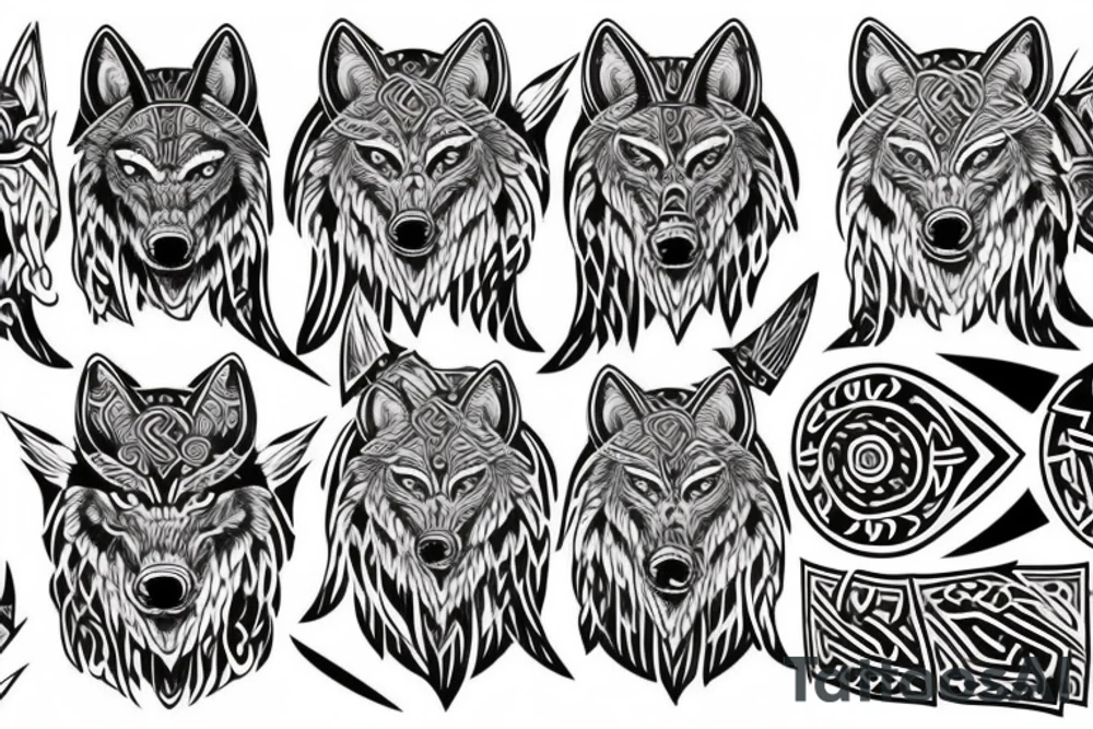viking wolf starting from the back and coming over the shoulder to the chest tattoo idea