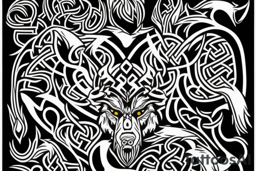 viking wolf starting from the back and coming over the shoulder to the chest tattoo idea