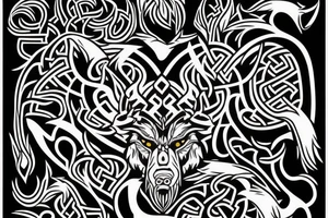 viking wolf starting from the back and coming over the shoulder to the chest tattoo idea