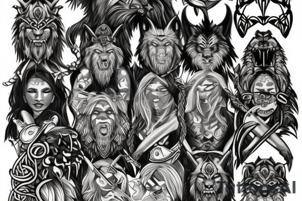 viking werewolf tattoo idea