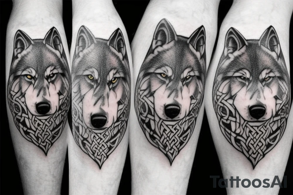 celtic and nordic blended wolf tattoo idea