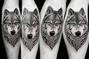 celtic and nordic blended wolf tattoo idea