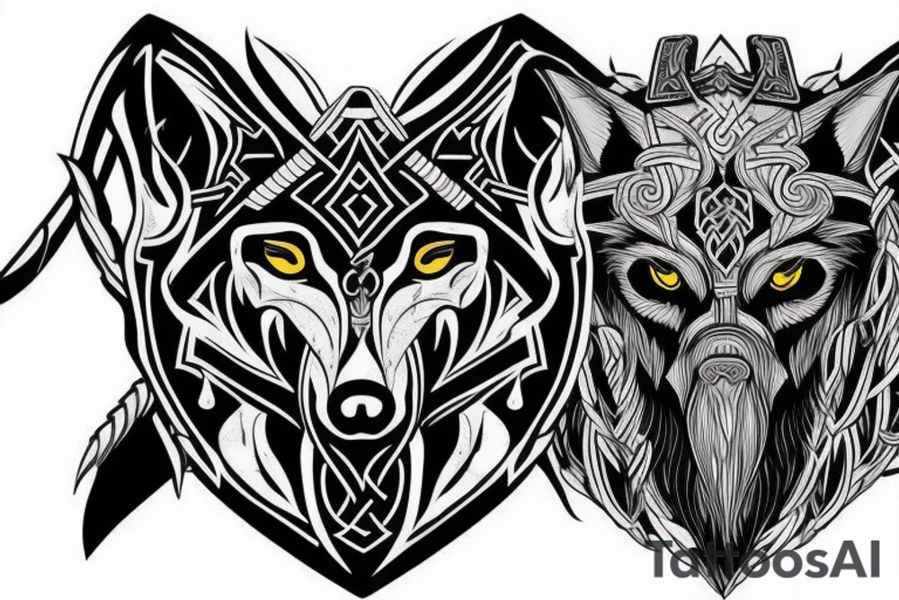 viking wolf Pauldron tattoo idea