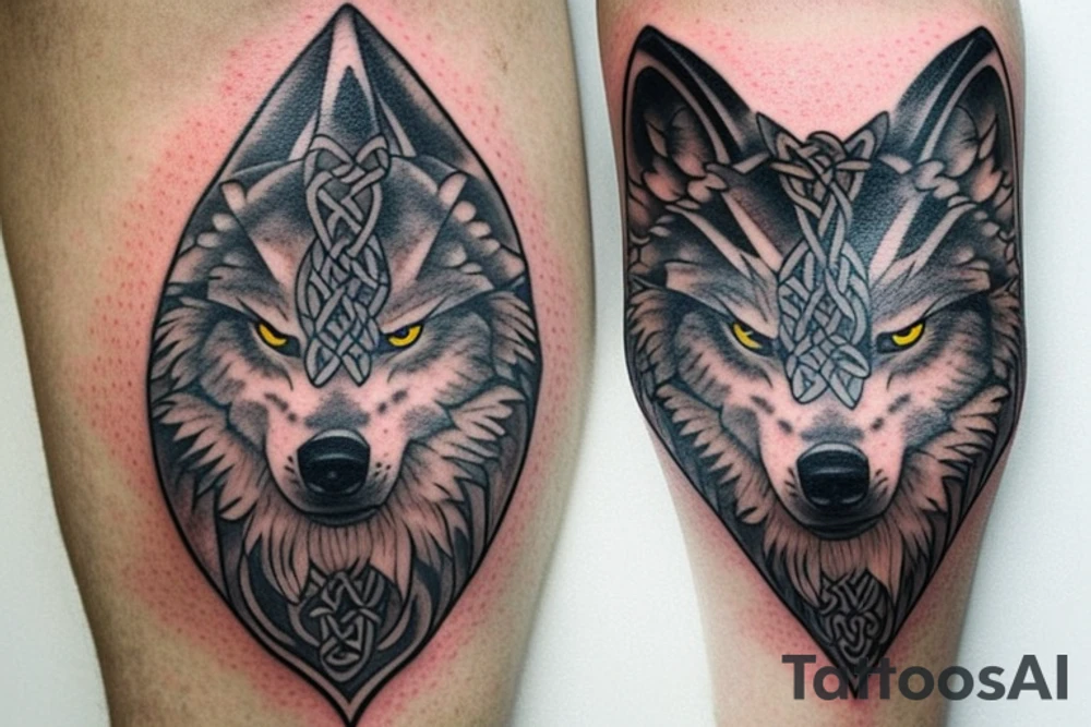 celtic wolf Pauldron tattoo idea