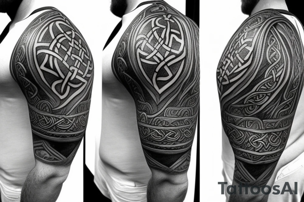 celtic wolf Pauldron tattoo idea