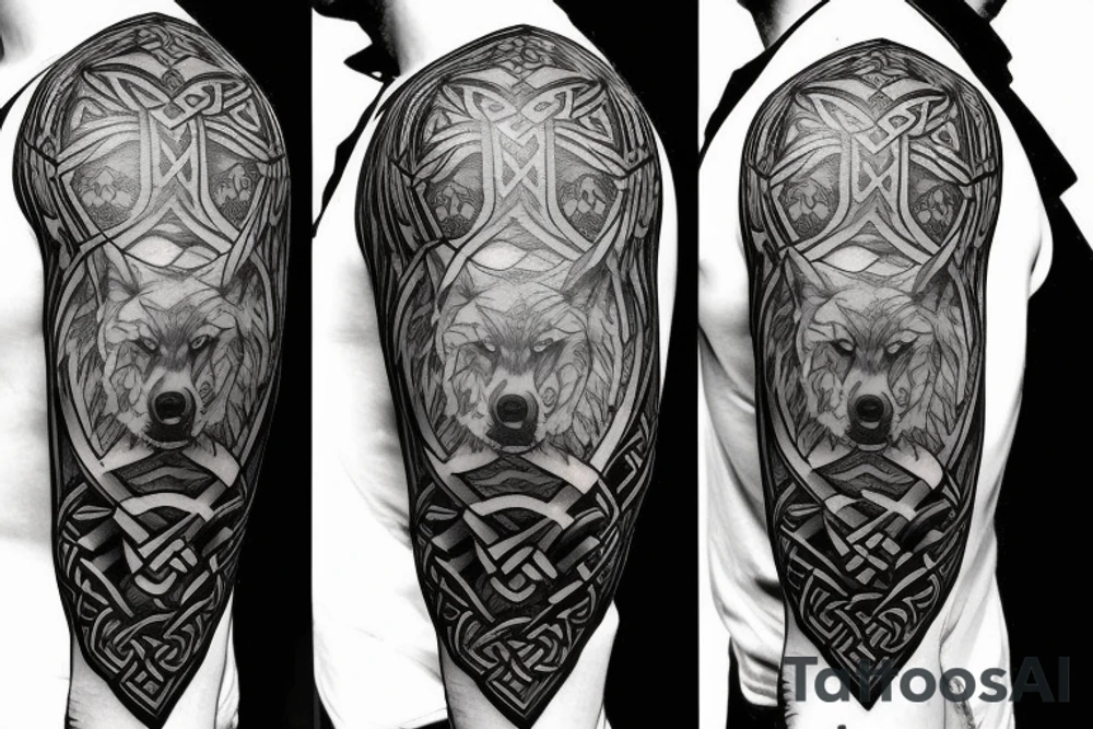 celtic wolf gorget tattoo idea
