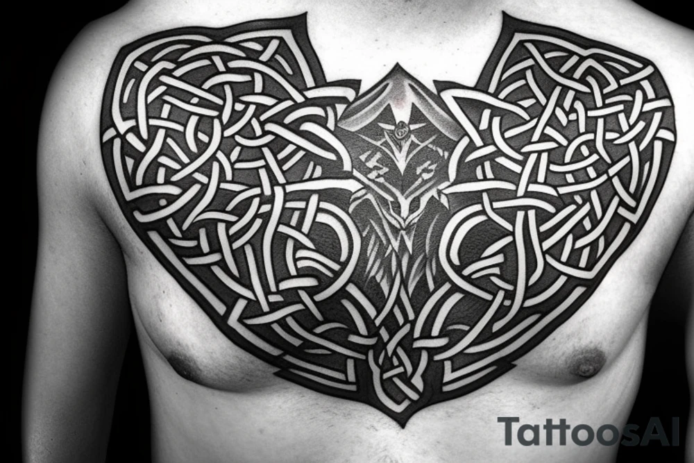 celtic wolf pauldron tattoo idea