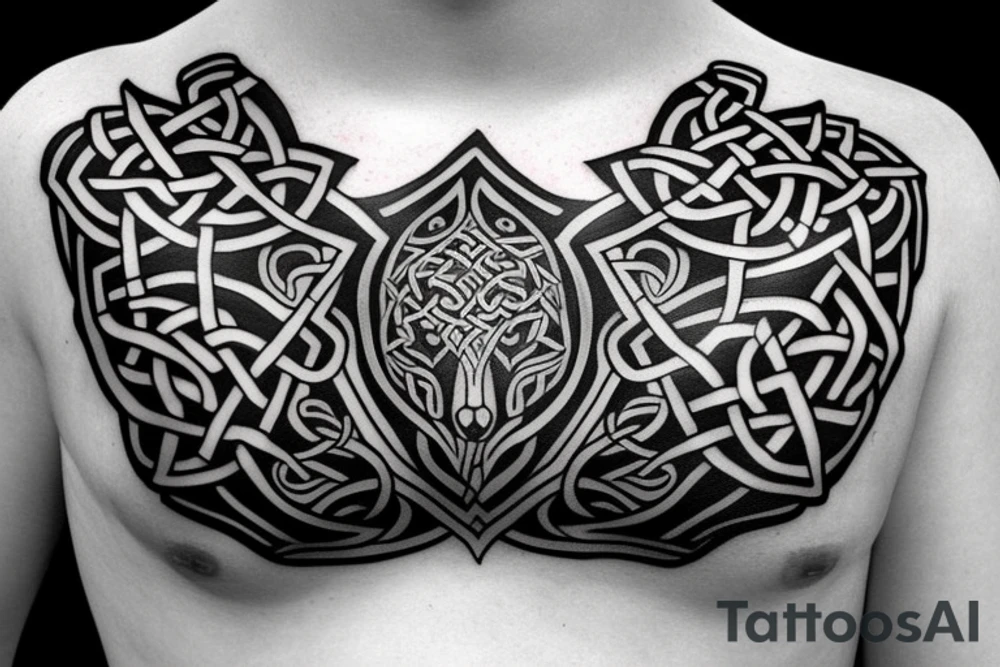 celtic wolf pauldron tattoo idea