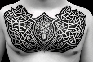 celtic wolf pauldron tattoo idea
