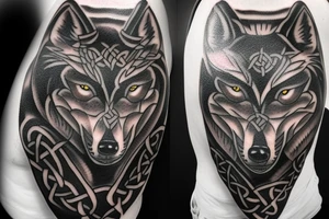 celtic wolf pauldron tattoo idea