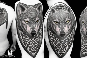 celtic wolf pauldron tattoo idea