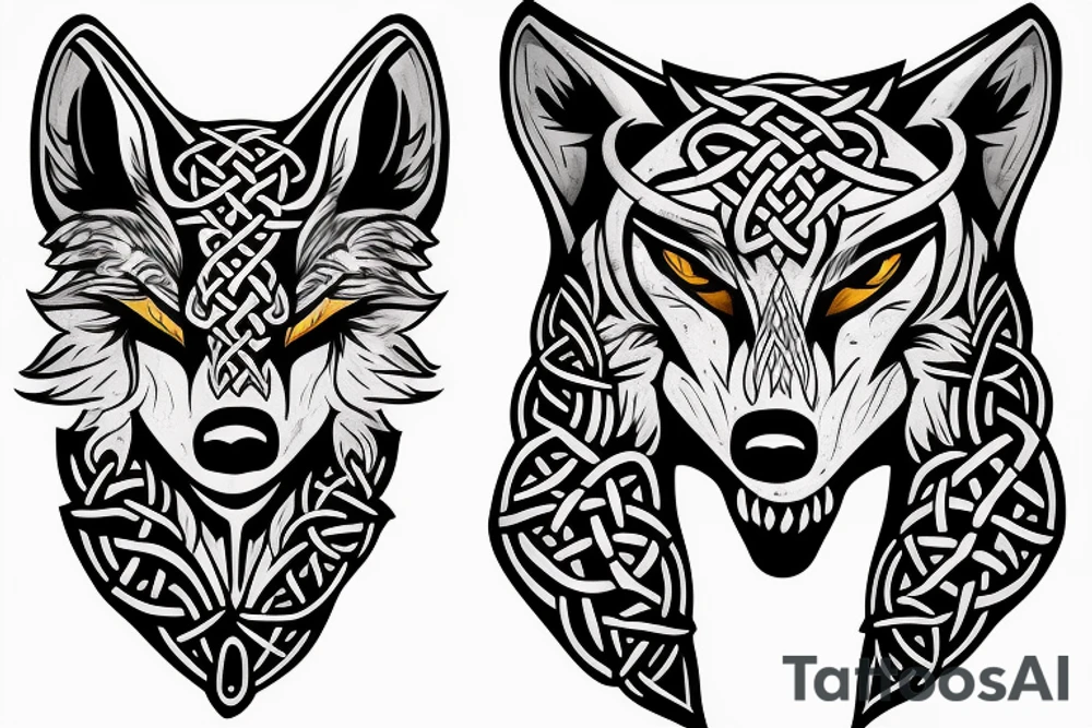celtic wolf pauldron tattoo idea
