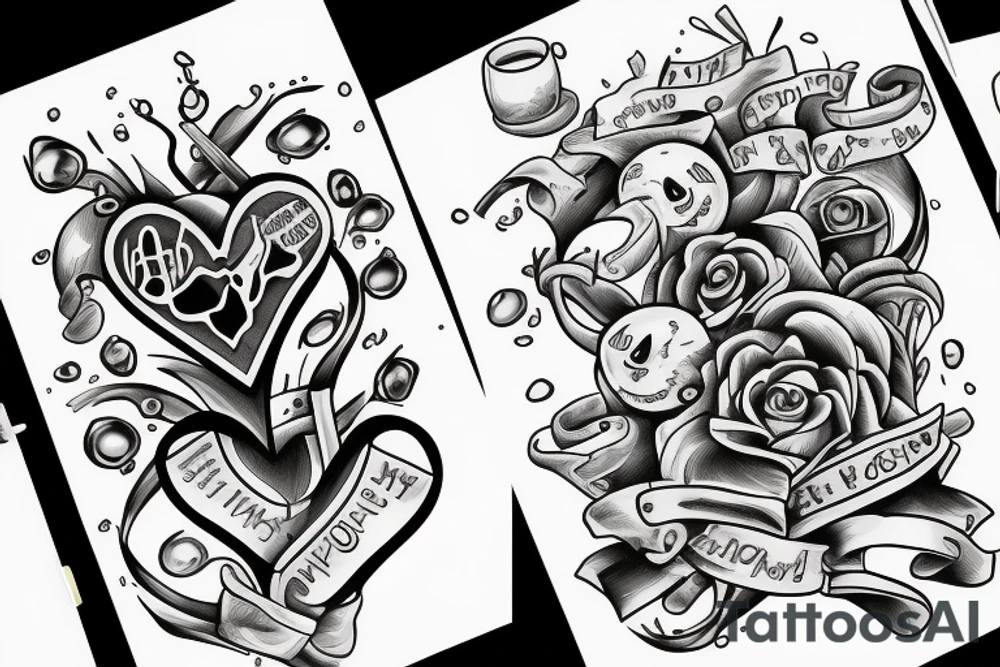 a broken heart and a toxic liquid pours out of it tattoo idea