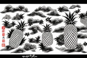 pineapple waves Japanese chinese tattoo idea