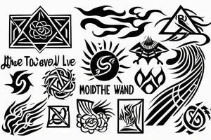 Represent: motherhood, travel, the four elements (wind, water, fire, earth), freedom, skydiving, loving life, tattoo idea