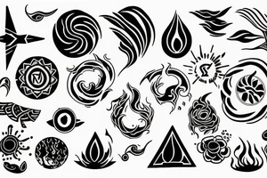 Represent: motherhood, travel, the four elements (wind, water, fire, earth), freedom, skydiving, loving life. Make it softer and more feminine. tattoo idea