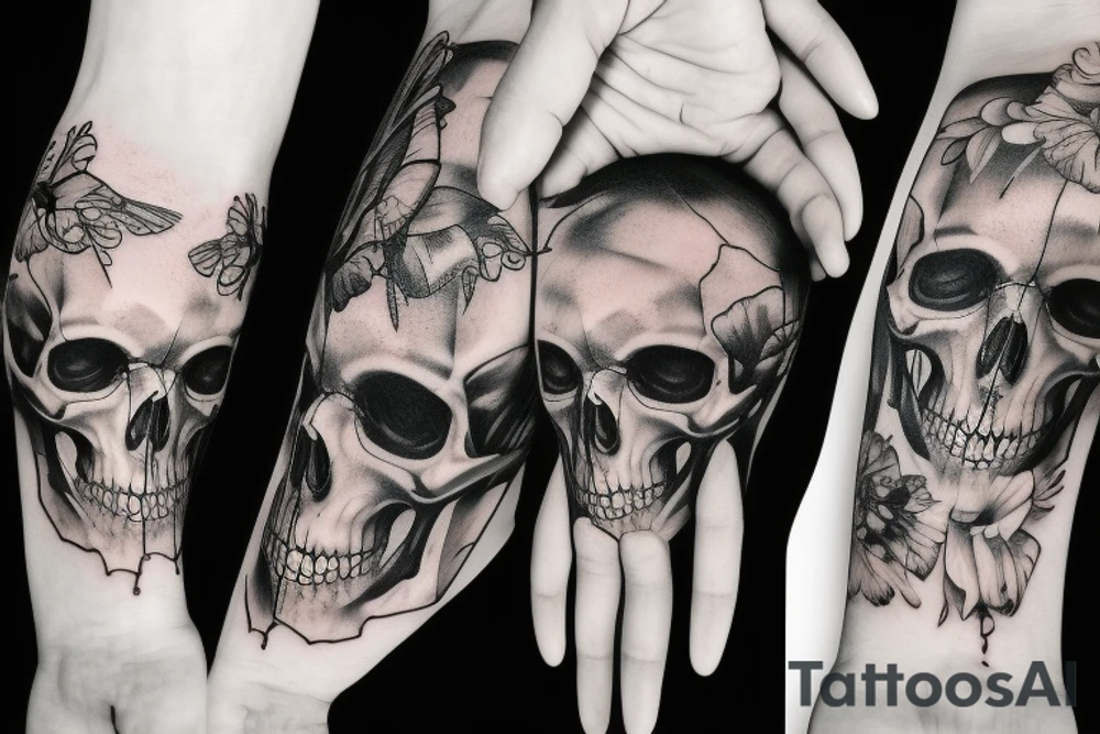 memento mori written on a skull tattoo idea