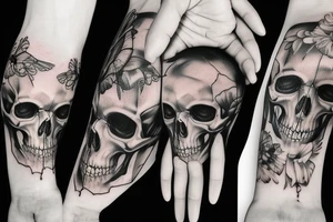 memento mori written on a skull tattoo idea