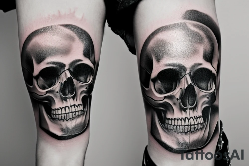 memento mori written on a skull tattoo idea
