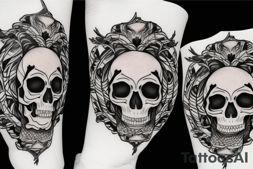 memento mori written on a skull tattoo idea